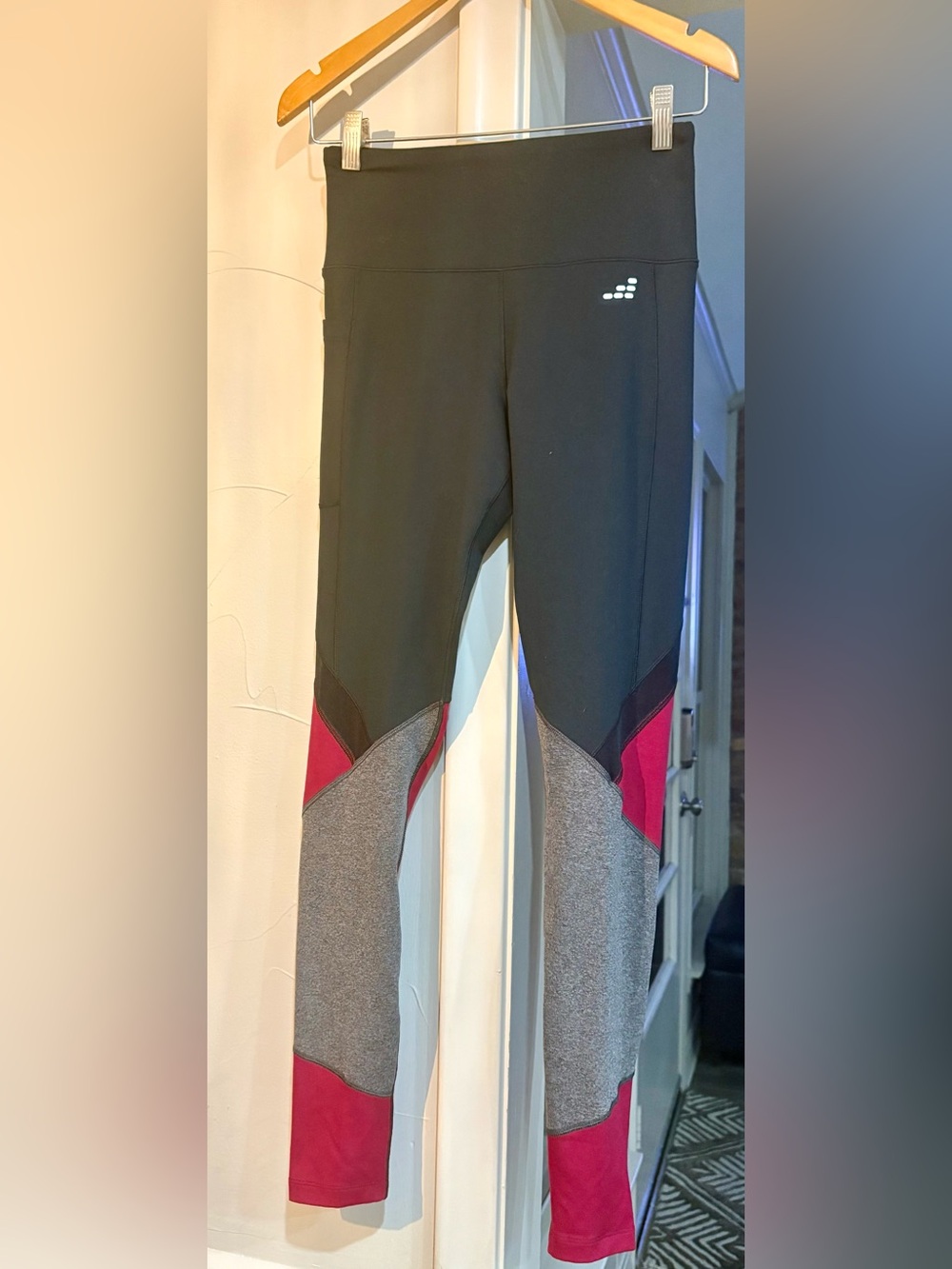 bcg Black Leggings Dark Shadow / Raspberry Color block Panels